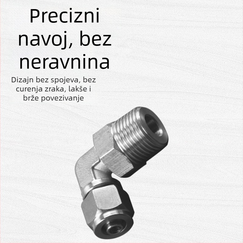 304 nehrđajući čelik, pneumatski brzo-uvlačni spoj PL8-01 s maticom za zaključavanje, pravokutni kut s vanjskim navojem, univerzalni rotirajući pneumatski koljeno, 6-1