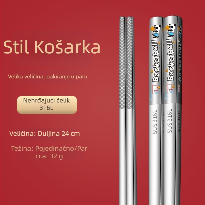 Prilagođene kineske štapiće od 316 nerđajućeg čelika, za kućnu uporabu, po jedan štapić po osobi, potpuno kvadratni dizajn, laserski logo