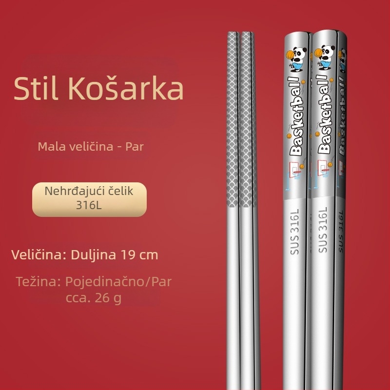 Prilagođene kineske štapiće od 316 nerđajućeg čelika, za kućnu uporabu, po jedan štapić po osobi, potpuno kvadratni dizajn, laserski logo