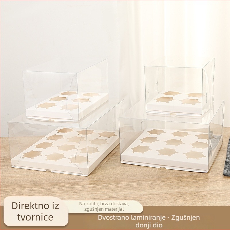 Kutija za cupcakes, prozirna kutija za muffine, pakiranje za 2, 4, 6 ili 9 komada