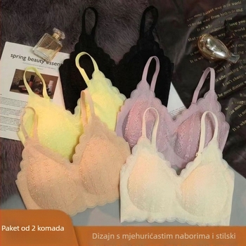 Bešiv grudnjak od čipke s balon efektom, za male grudi, push-up, bez žice, oblikuje leđa