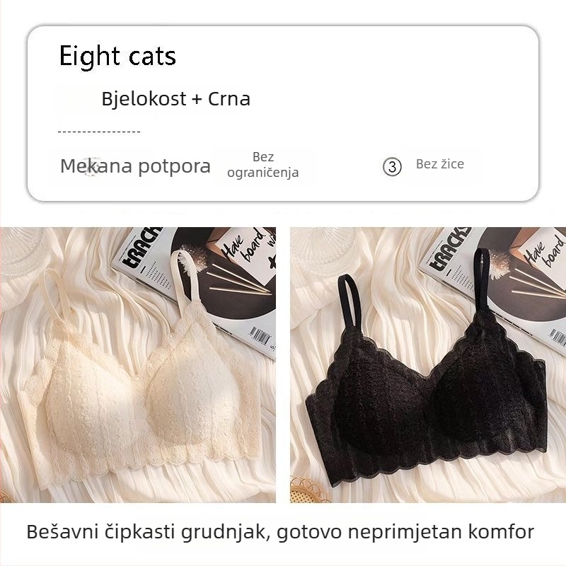 Bešiv grudnjak od čipke s balon efektom, za male grudi, push-up, bez žice, oblikuje leđa