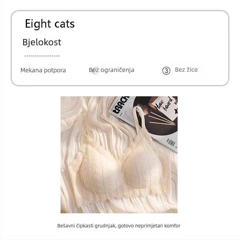 Bešiv grudnjak od čipke s balon efektom, za male grudi, push-up, bez žice, oblikuje leđa
