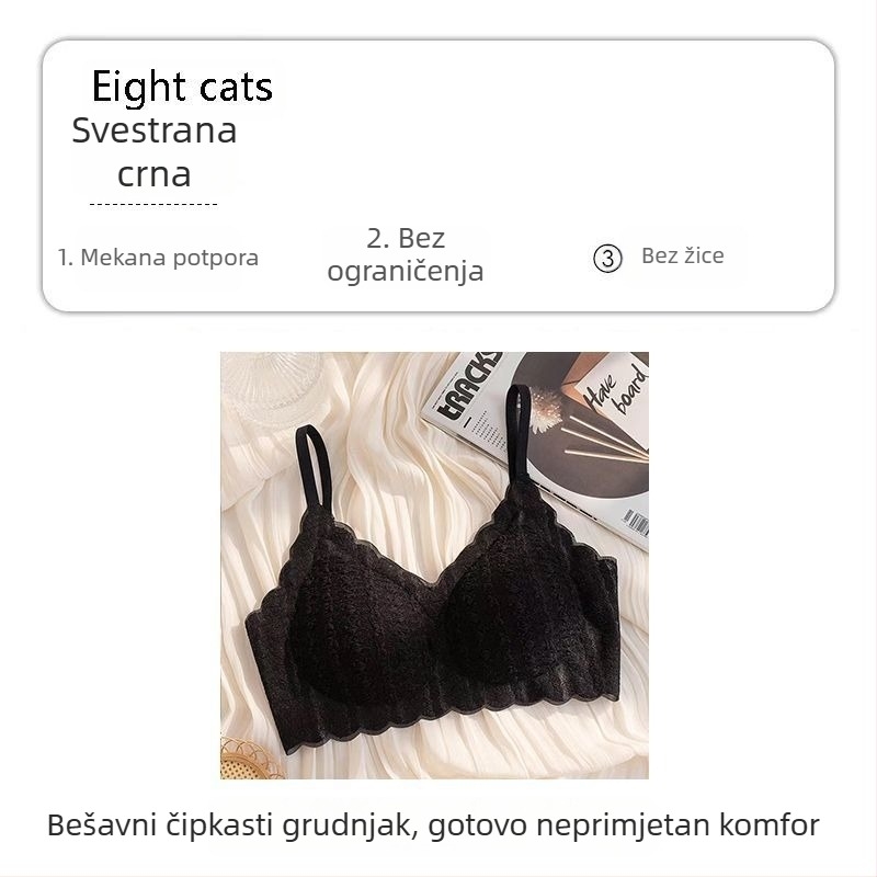 Bešiv grudnjak od čipke s balon efektom, za male grudi, push-up, bez žice, oblikuje leđa