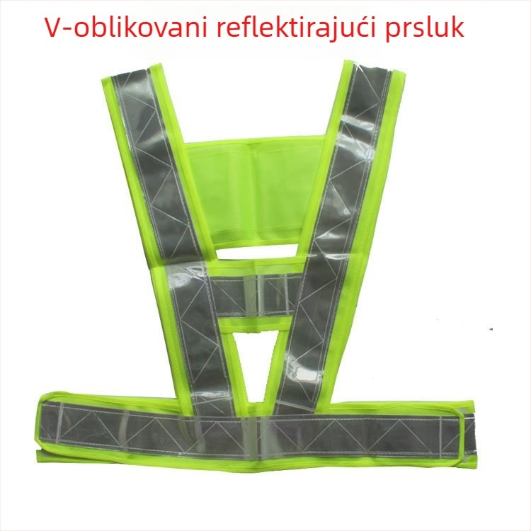 Prozračna biciklistička vesta s višestrukim džepovima, stražnjim dijelom u obliku repa, fluorescirajuća reflektirajuća mreža s motivom breskve.