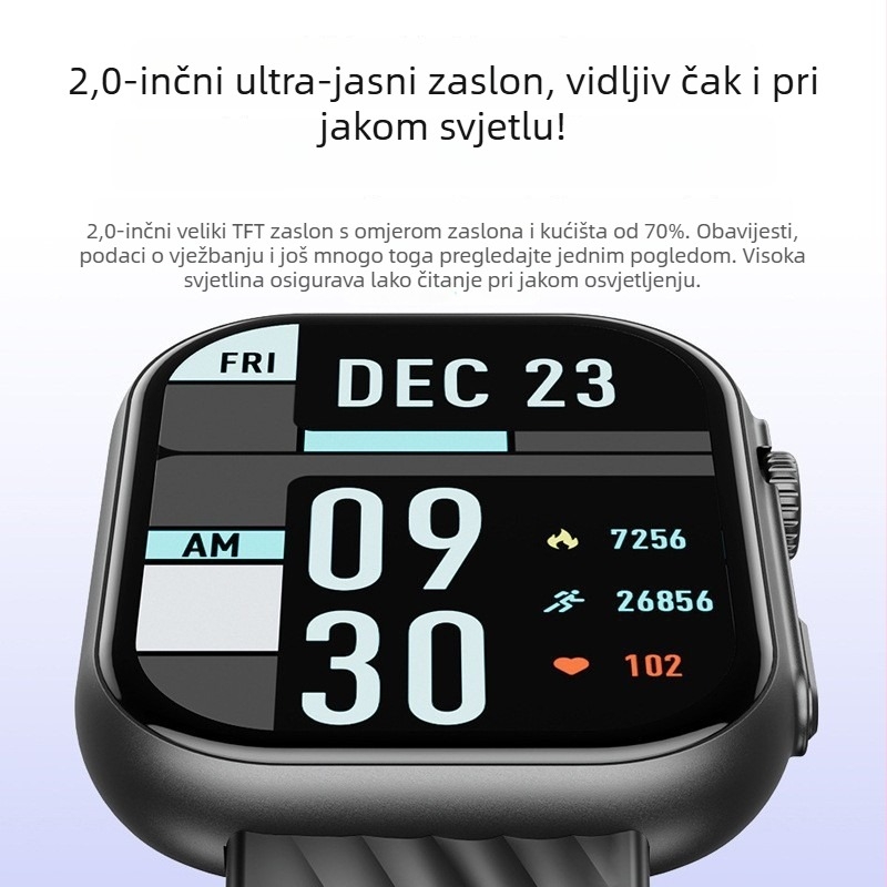Awei Yunwei Pametni sat H32 – mjerenje krvnog tlaka, zasićenja kisikom i srčanog ritma, Bluetooth pozivi, IP67 vodootpornost, četvrtasti brojčanik, sportski sat, aluminijsko kućište, gumeni remen