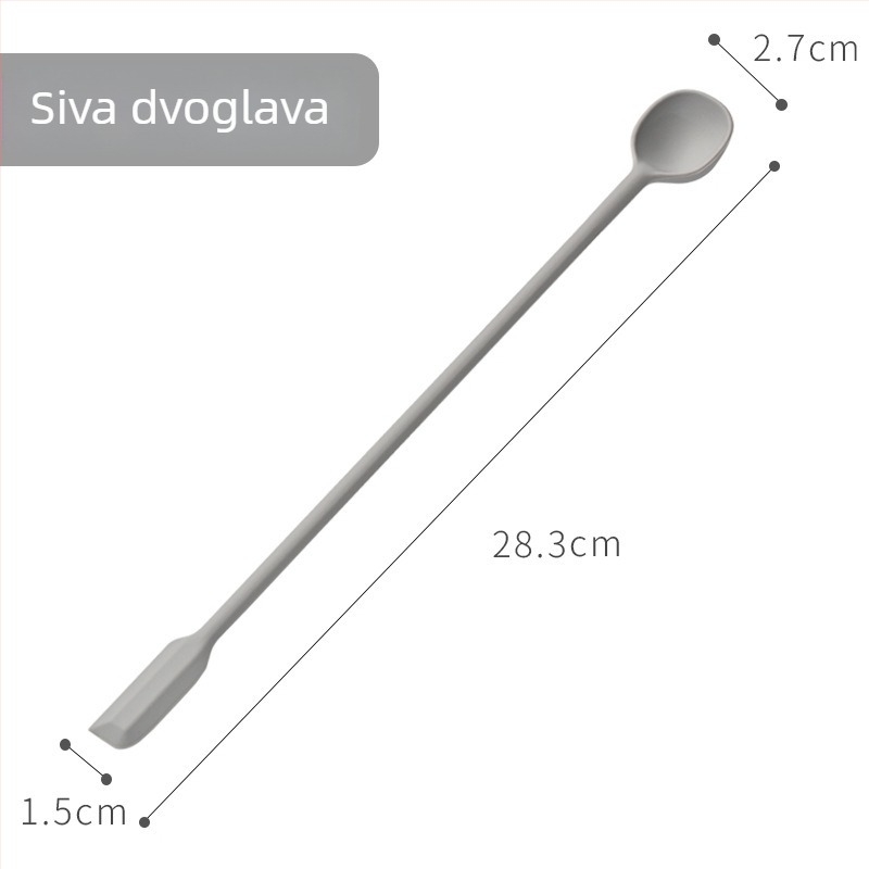 Prehrambeni silikon: dvostruka spatula i miješajuća žlica s dugim držalom, pogodna za med i mlijeko u prahu, otporna na visoke temperature
