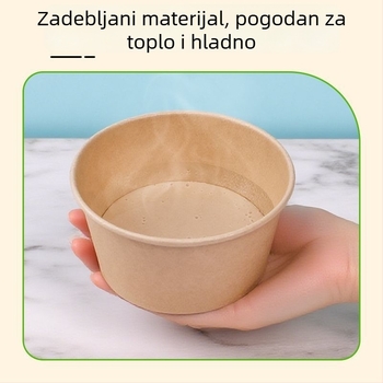 Jednokratna papirnata zdjela prirodne boje, debela, okrugla kutija za obrok, za dom i van, za voće, kampiranje i instant nudle, Panda otisak