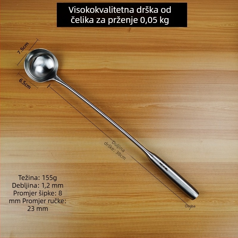 Nehrđajući čelična jušna žlica s dugim držalom, za kućnu upotrebu, pogodna za hot pot i miješanje, velika kapaciteta, elegantan dizajn