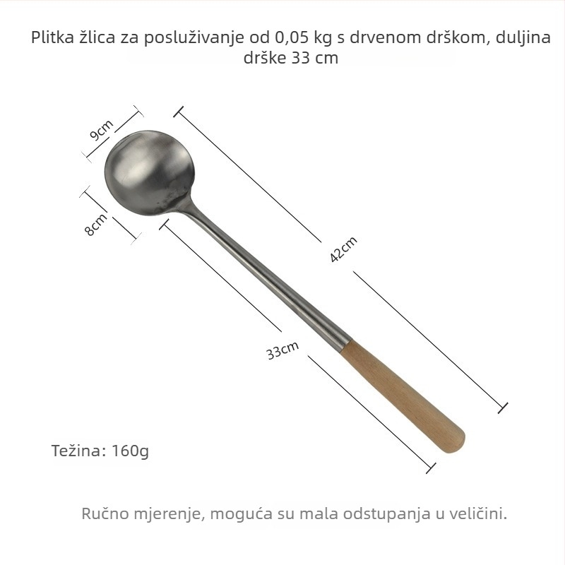 Nehrđajući čelična jušna žlica s dugim držalom, za kućnu upotrebu, pogodna za hot pot i miješanje, velika kapaciteta, elegantan dizajn
