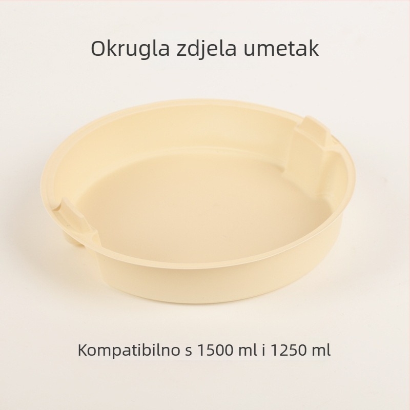 Jednokratna zdjela za hranu od kukuričinog škroba, biološki razgradiva, s poklopcem, kružnog oblika s kariranim uzorkom, debela za ponijeti obrok.