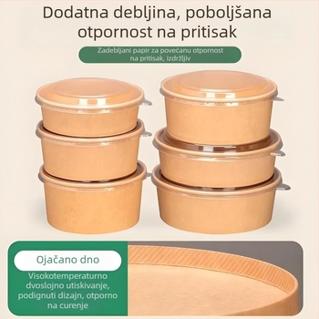 Kružne papirnate zdjelice za salatu i voće, jednokratne kutije od kraft papira