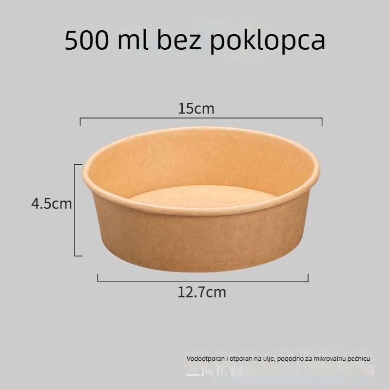Kružne papirnate zdjelice za salatu i voće, jednokratne kutije od kraft papira