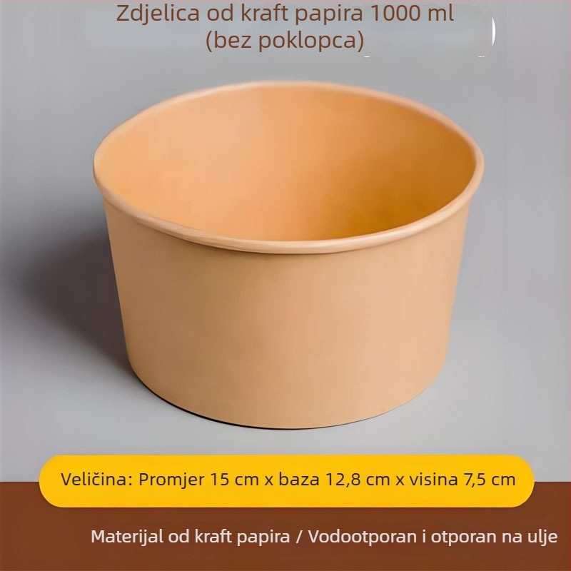 Kružne papirnate zdjelice za salatu i voće, jednokratne kutije od kraft papira