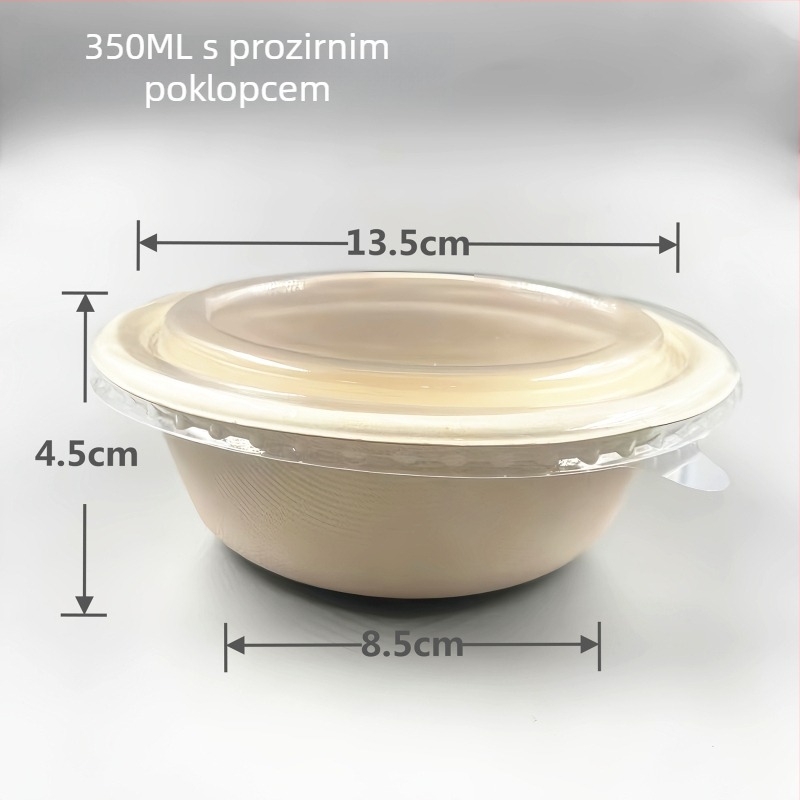 Jednokratna biološki razgradiva okrugla zdjela od papirne pulpe za deserte s naribanim ledom, taro pasta