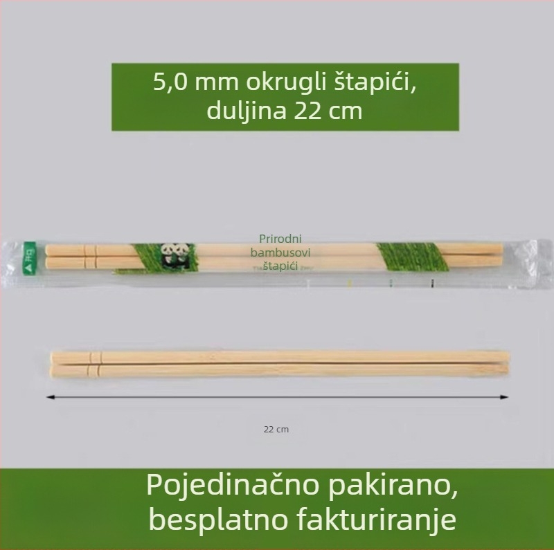 Jednokratni bambusovi štapići s priborom četiri u jednom u torbici, pogodna za mikrovalnu pećnicu