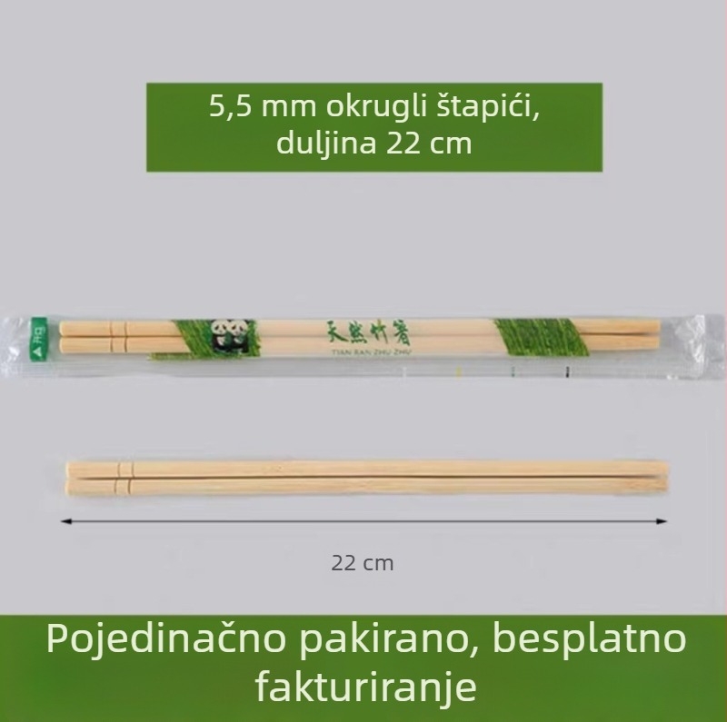 Jednokratni bambusovi štapići s priborom četiri u jednom u torbici, pogodna za mikrovalnu pećnicu