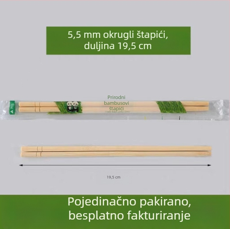 Jednokratni bambusovi štapići s priborom četiri u jednom u torbici, pogodna za mikrovalnu pećnicu