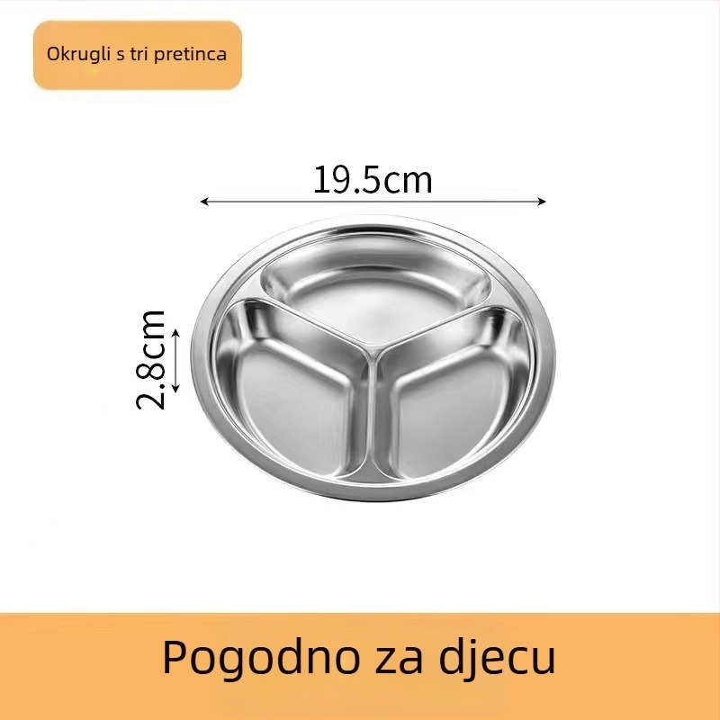 304 okrugli nehrđajući čelik podnos s tri odjeljka za djecu