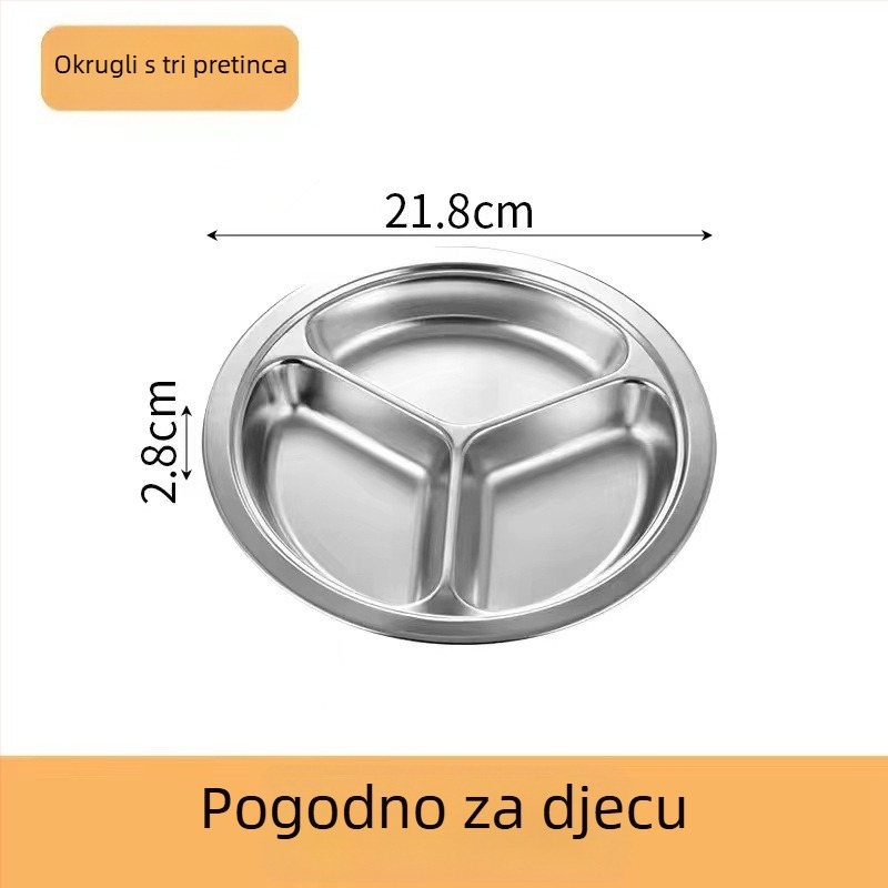 304 okrugli nehrđajući čelik podnos s tri odjeljka za djecu