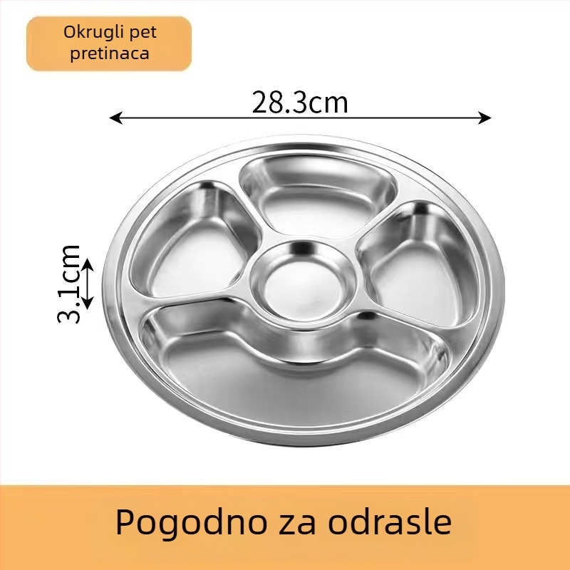 304 okrugli nehrđajući čelik podnos s tri odjeljka za djecu