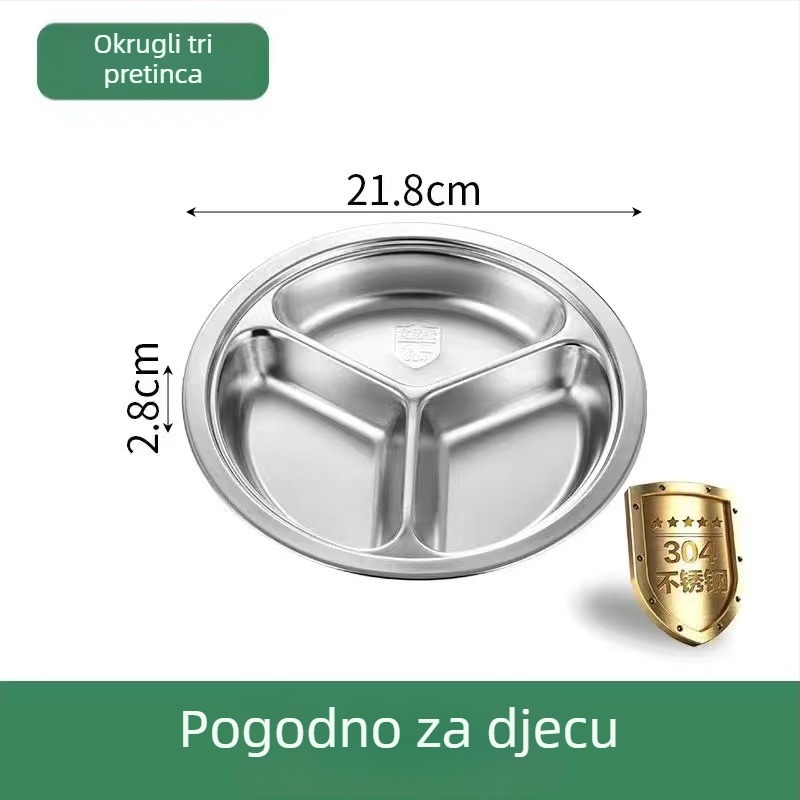 304 okrugli nehrđajući čelik podnos s tri odjeljka za djecu