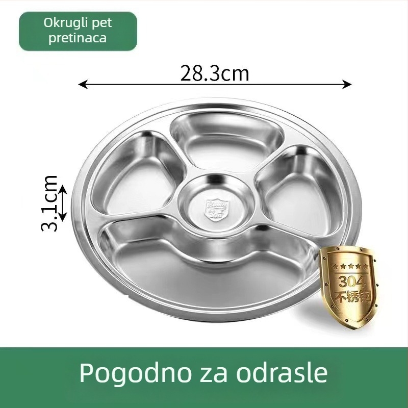 304 okrugli nehrđajući čelik podnos s tri odjeljka za djecu