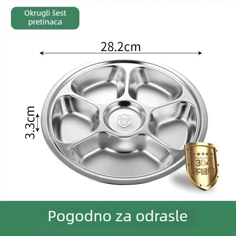 304 okrugli nehrđajući čelik podnos s tri odjeljka za djecu