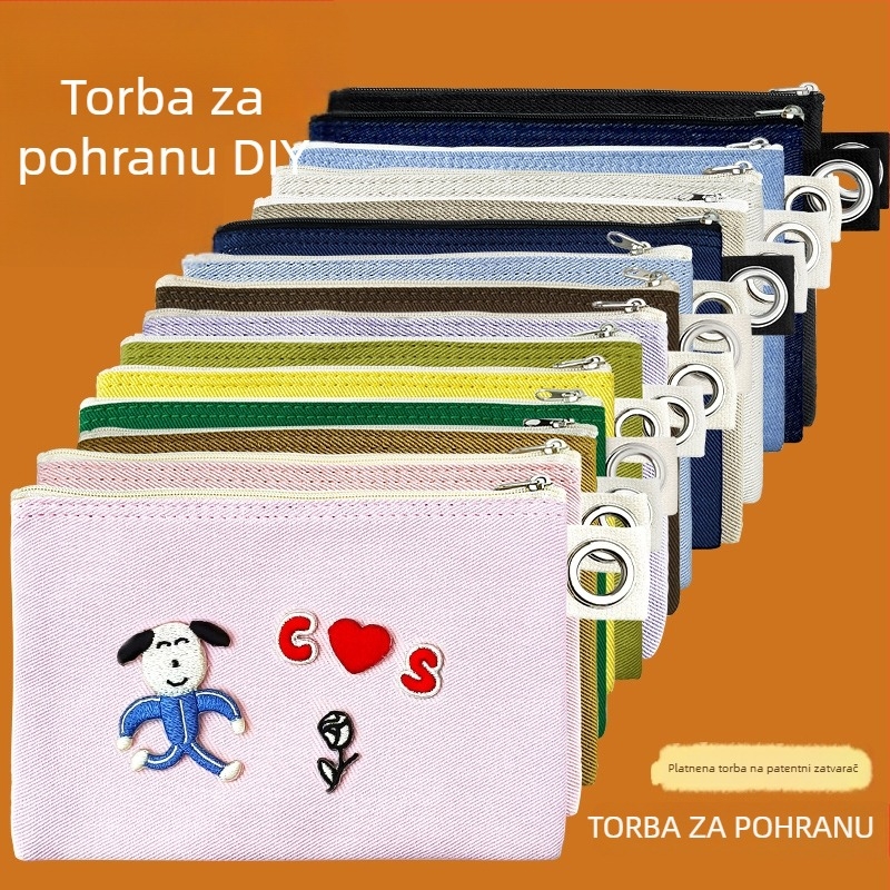 Platnena torba s zatvaračem za pohranu, DIY prazna platnena torba za olovke i kozmetiku