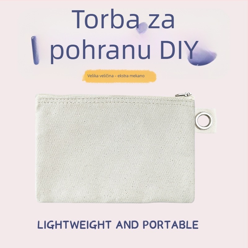 Platnena torba s zatvaračem za pohranu, DIY prazna platnena torba za olovke i kozmetiku