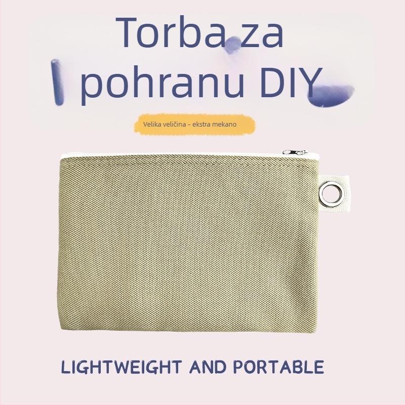 Platnena torba s zatvaračem za pohranu, DIY prazna platnena torba za olovke i kozmetiku