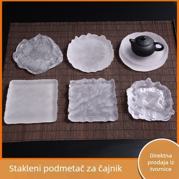 Staklena matirana podloga za čajnik, japanskog stila, ručno izrađena staklena podmetač, mala veličina
