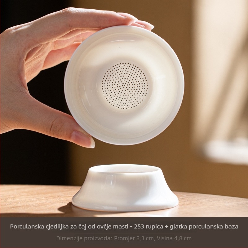 Porcelanski čajni filter s mrežicom, dio keramičkog čajnog seta
