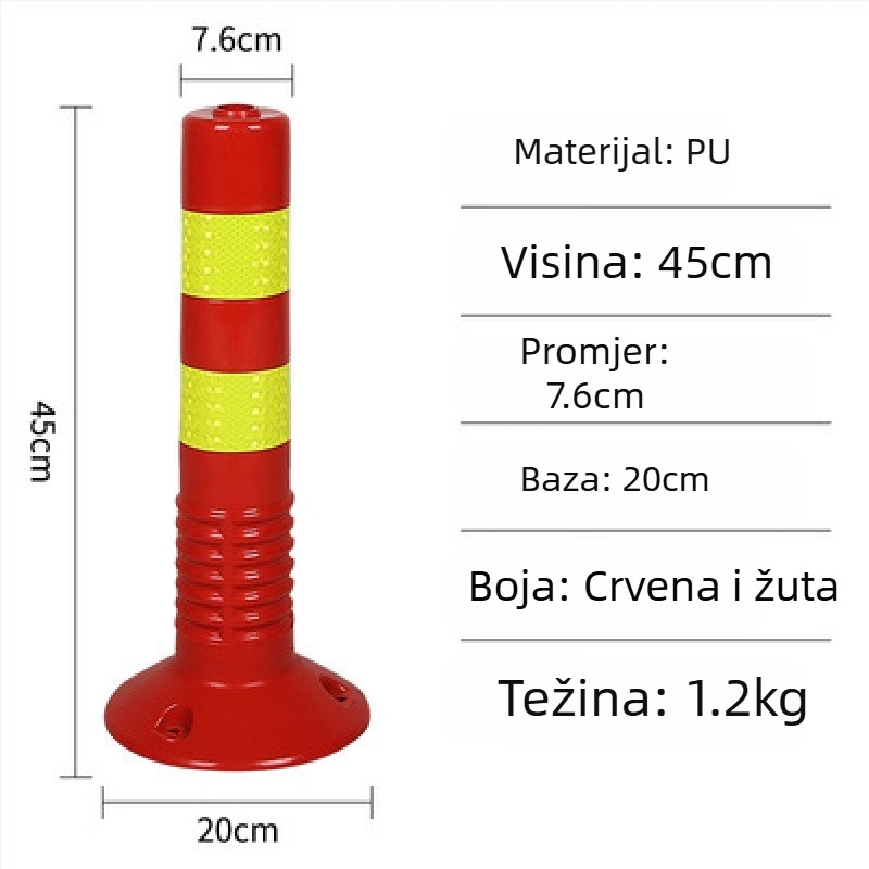 PE plastični upozoravajući stup s PU elastičnim stupom, EVA izolator ceste, reflektirajući stup i vodilni kolčić