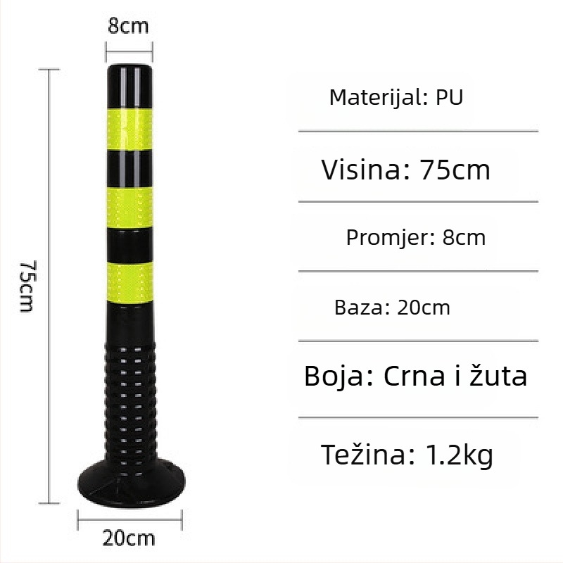 PE plastični upozoravajući stup s PU elastičnim stupom, EVA izolator ceste, reflektirajući stup i vodilni kolčić