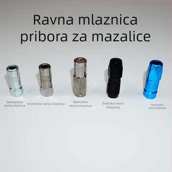 Set dodataka za pištolj za mazivo: ručni, električni i pneumatski, izdržljivi oštri i ravni nastavci, mlaznica za mazivo, visokotlačna crijevo, kožna posuda i čvrsta cijev