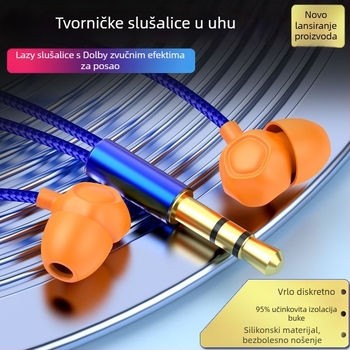 Žične in-ear slušalice s jakim basom, kamuflažni dizajn, za uredske potrebe, izolacija buke
