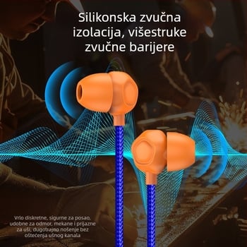 Žične in-ear slušalice s jakim basom, kamuflažni dizajn, za uredske potrebe, izolacija buke