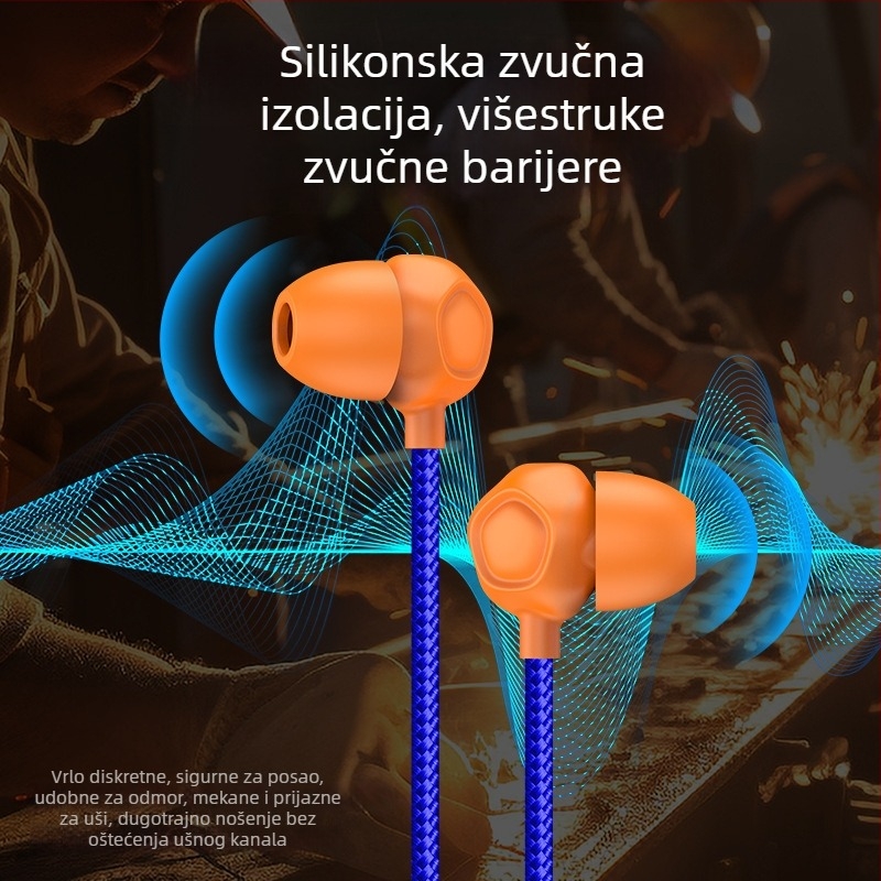 Žične in-ear slušalice s jakim basom, kamuflažni dizajn, za uredske potrebe, izolacija buke