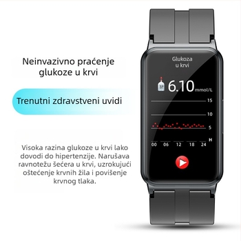 2024 novi pametni sat s Bluetoothom, mjerenje otkucaja srca i sna, neinvazivno mjerenje glukoze u krvi i praćenje zasićenja kisikom u krvi