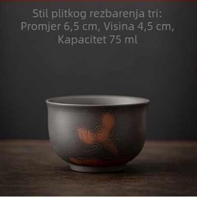 Ručno izrađena čajna šalica od ljubičaste keramike – velika majstorska šalica, Kung Fu set za čaj