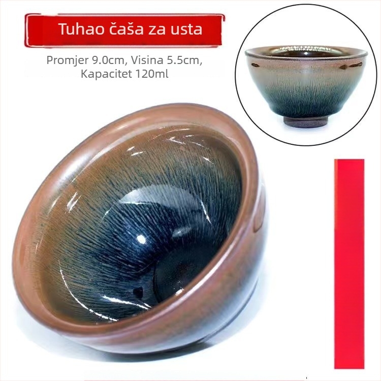 Autentična Jianyang Jianzhan šalica za čaj, za osobnu uporabu, keramička šalica s glazurom peći, velika veličina, unisex, jednokratna porcija
