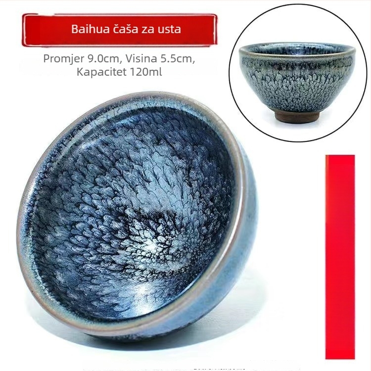 Autentična Jianyang Jianzhan šalica za čaj, za osobnu uporabu, keramička šalica s glazurom peći, velika veličina, unisex, jednokratna porcija