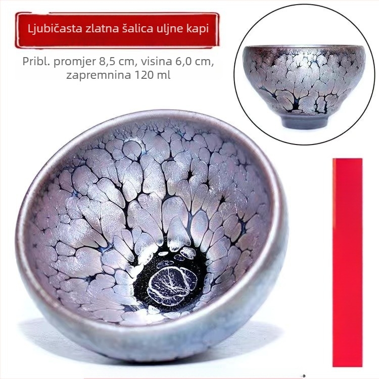 Autentična Jianyang Jianzhan šalica za čaj, za osobnu uporabu, keramička šalica s glazurom peći, velika veličina, unisex, jednokratna porcija