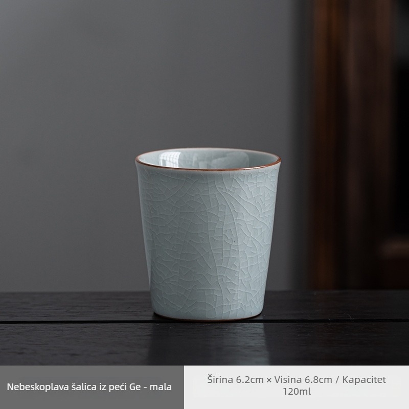 Ru Kiln porcelanska šalica - velika kapaciteta za čaj, vodu i napitke, plavo-bijeli dizajn