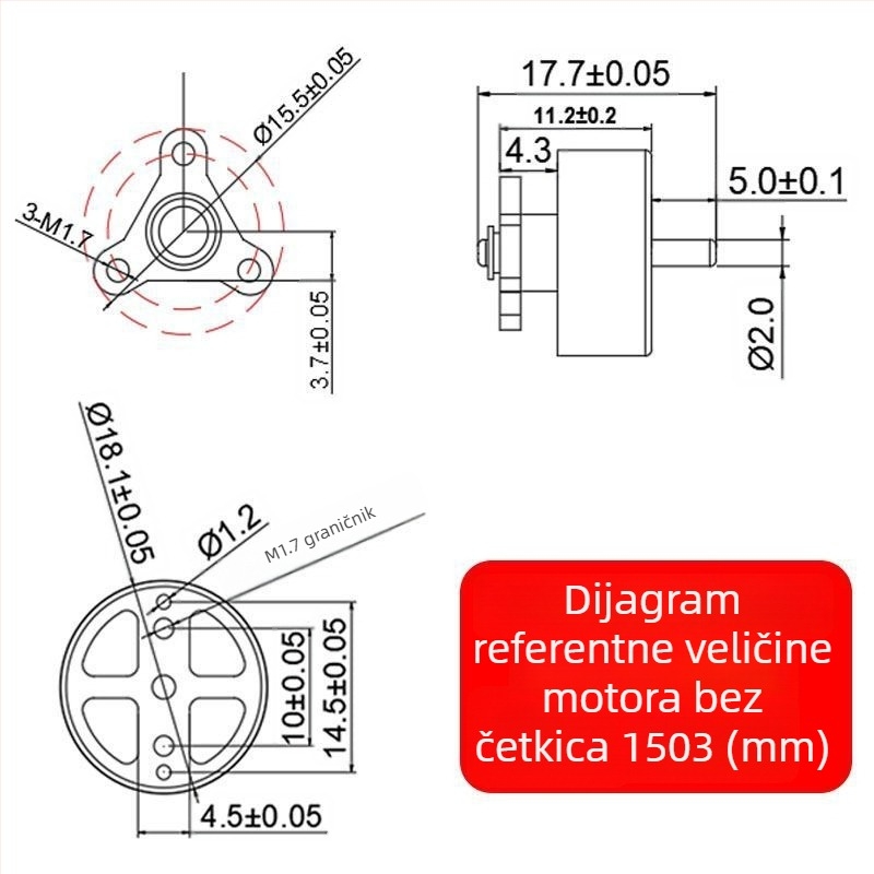 1503 Mikro bezčetkasti motor za dron – motor za model zrakoplova, DIY modifikacija