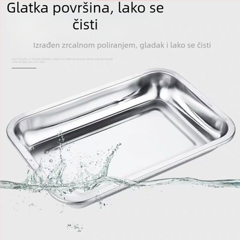 Duboki poslužavnik od 304 nehrđajućeg čelika, kvadratnog i pravokutnog oblika, za serviranje hrane, roštilj, kuhanje na pari i čajni tanjur