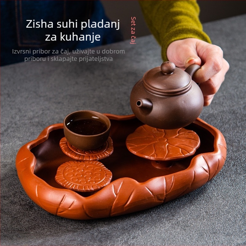 Kineskog stila Kung Fu čajna tava s vodom, ljubičasta glina, kućni čajni set