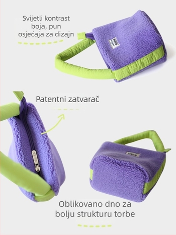 Torba bucket s plišanim materijalom, u korejskom stilu, za žene, mala ručna torba za posao, novi model