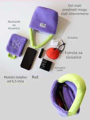 Torba bucket s plišanim materijalom, u korejskom stilu, za žene, mala ručna torba za posao, novi model